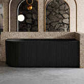 1500 mm Fluted V Groove Corner Matt Black Freestanding Bath