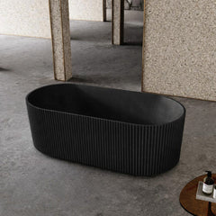 1500 mm Fluted V Groove Matt Black Freestanding Bath AVALON1500-MB