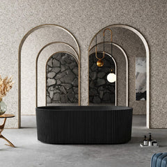 1500 mm Fluted V Groove Matt Black Freestanding Bath AVALON1500-MB
