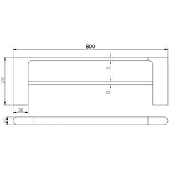 Cora Double Towel Rail 800mm Matt Black 5302-800-MB