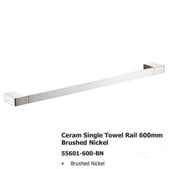 Ceram Single Towel Rail 600mm Brushed Nickel 55601-600-BN