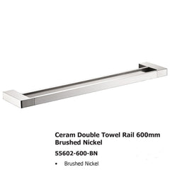 Ceram Double Towel Rail 600mm Brushed Nickel 55602-600-BN