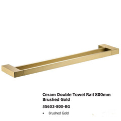 Ceram Double Towel Rail 800mm Brushed Gold 55602-800-BG