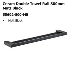 Ceram Double Towel Rail 800mm Matt Black 55602-800-MB