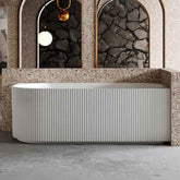 1700 mm Fluted V Groove Corner Matt White Freestanding Bath