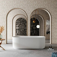 1700mm Fluted V Groove Matt White Freestanding Bath AVALON1700