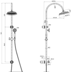 Clasico Vintage Combination Shower Set in Brushed Nickel - HPA868-201BN