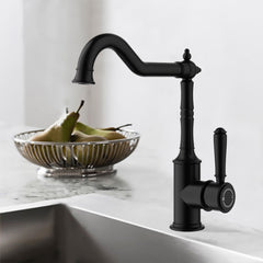 Clasico Vintage Hook Spout Sink Mixer in Matt Black - HYB868-102MB