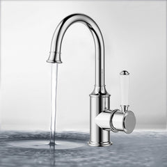 Clasico Gooseneck Basin Mixer Ceramic Handle - HYB868-201A