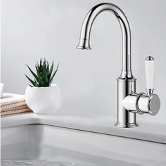 Clasico Gooseneck Basin Mixer Ceramic Handle - HYB868-201A