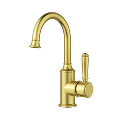 Clasico Gooseneck Basin Mixer in Brushed Gold - HYB868-201BG