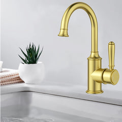 Clasico Gooseneck Basin Mixer in Brushed Gold - HYB868-201BG