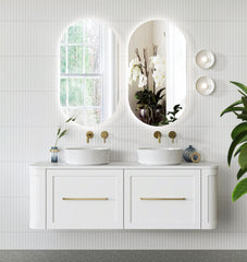 Curved Shaker Wall Hung Matt White Double Bowl Vanity Unit 1500mm WH24221D-1500_MW