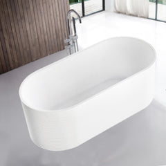 1700mm Fluted H Groove Matt White Freestanding Bath
