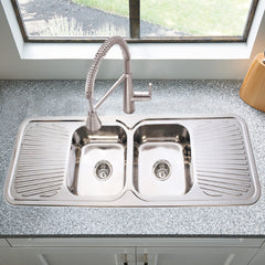 Cora Double Bowl & Double Drainer Kitchen Sink 1500 x 500mm P-1500