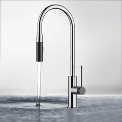 Aziz Pull out Sink Mixer in Chrome/Matt Black PCC1002C/MB
