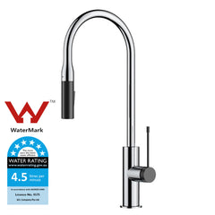 Aziz Pull out Sink Mixer in Chrome/Matt Black PCC1002C/MB