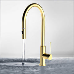 Aziz-II Sink Mixer Pull Out Brushed Gold - PCC1003BG