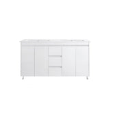 Double Bowl Freestanding White Bathroom Vanity PVC1500DT