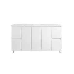 Double Bowl Freestanding White Bathroom Vanity PVC1500D