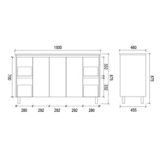 Double Bowl Freestanding White Bathroom Vanity PVC1500D