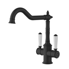Clasico Twin Handle Gooseneck Sink Mixer Ceramic Handle HYB868-105A-MB