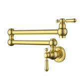 Clasico Kitchen Wall Pot Filler Lead Free - Brushed Gold HYB868-106LF-BG