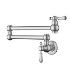 Clasico Kitchen Wall Pot Filler Lead Free - Brushed Nickel HYB868-106LF-BN