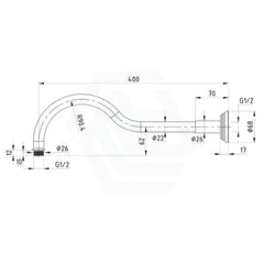 Clasico Round Chrome Curved Shower Arm Brass -PRY018