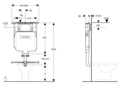Disabled Compliant Geberit Rimless Toilet Suite With Stainless Steel Colour Buttons
