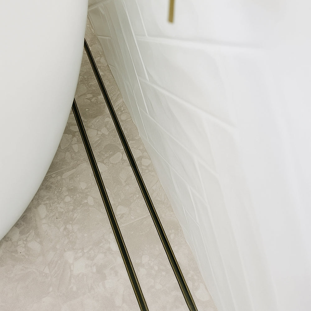 Custom Made Slimline Tile Insert Shower Drain Antique Brass 300-3000x100x21mm