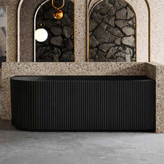 1500 mm Fluted V Groove Corner Matt Black Freestanding Bath