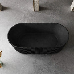 1500 mm Fluted V Groove Matt Black Freestanding Bath AVALON1500-MB