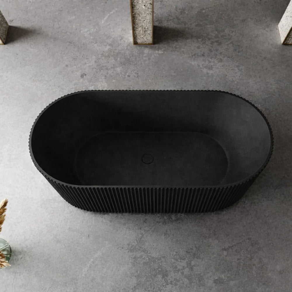 1700 mm Fluted V Groove Matt Black Freestanding Bath AVALON1700-MB