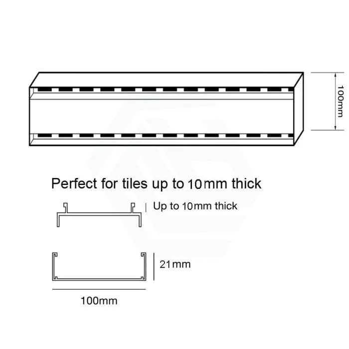 Aluminium Slimline Tile Insert Shower Drain Gun Metal 300-3000x100x21mm