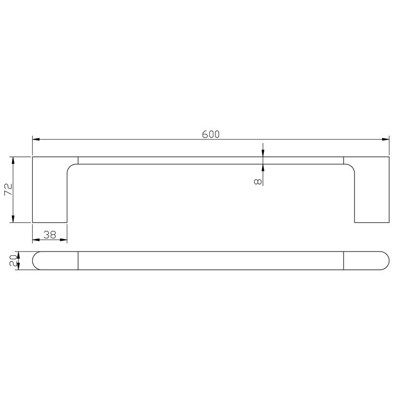 Cora Single Towel Rail 600mm Gunmetal 5301-600-GM