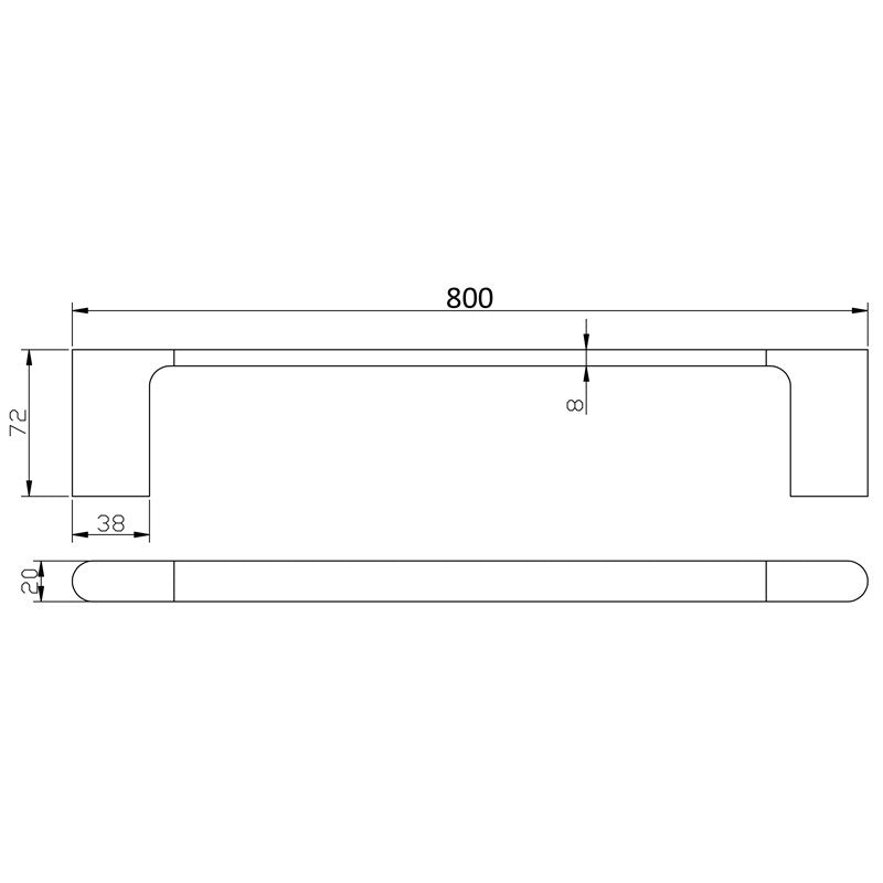 Cora Single Towel Rail 800mm Brushed Gold 5301-800-BG