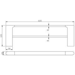 Cora Double Towel Rail 600mm Chrome & White 5302-600-CW