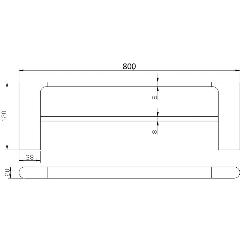 Cora Double Towel Rail 800mm Brushed Nickel 5302-800-BN
