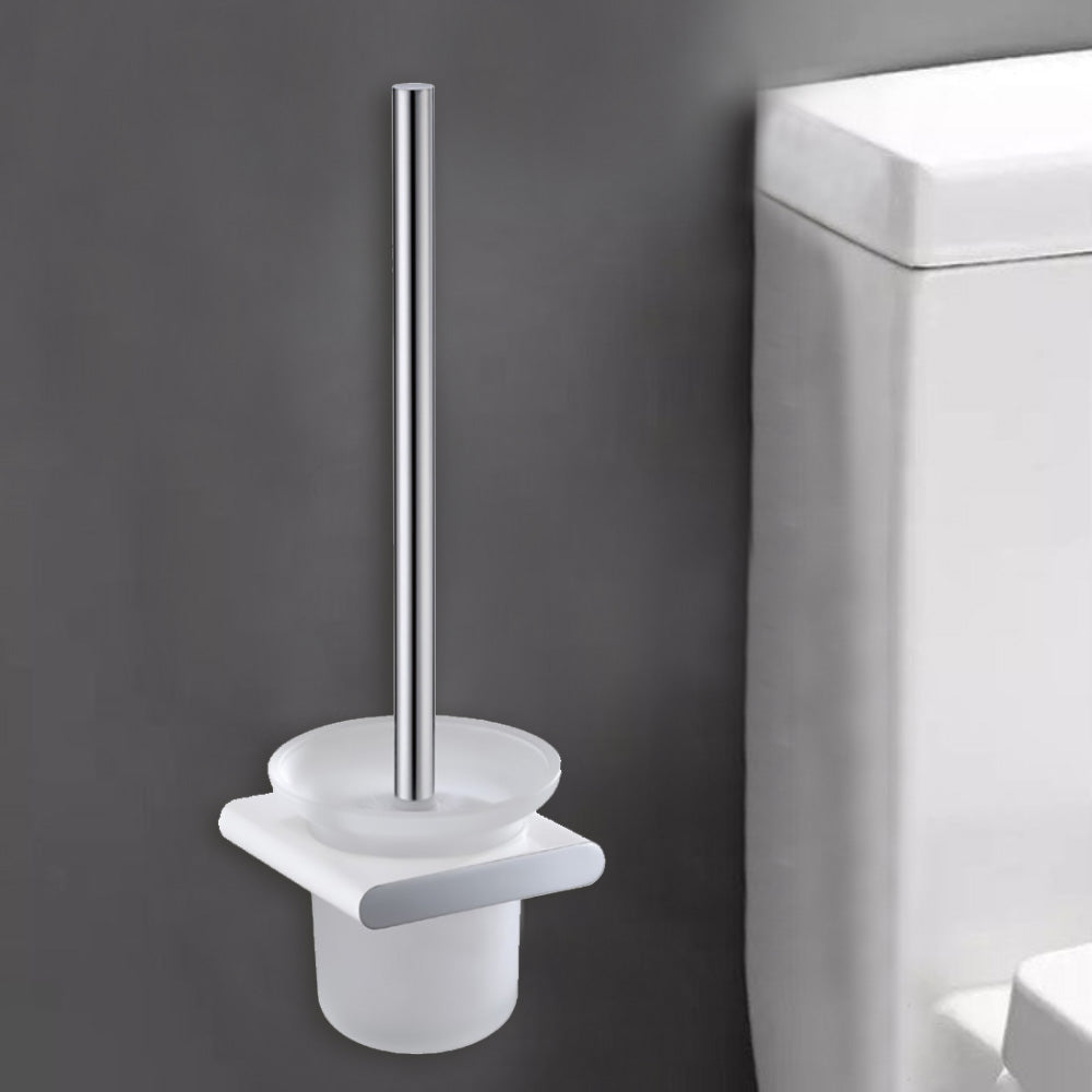Cora Toilet Brush Holder Chrome & White 5308-CW