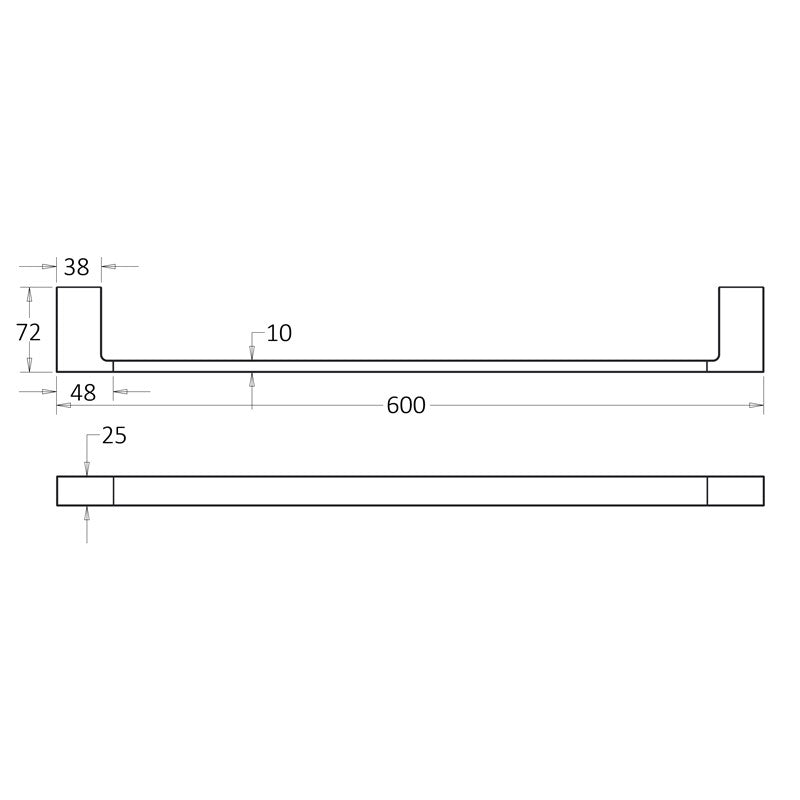Ceram Single Towel Rail 600mm Brushed Nickel 55601-600-BN