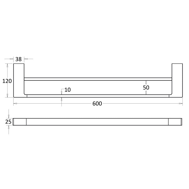 Ceram Double Towel Rail 600mm Brushed Nickel 55602-600-BN