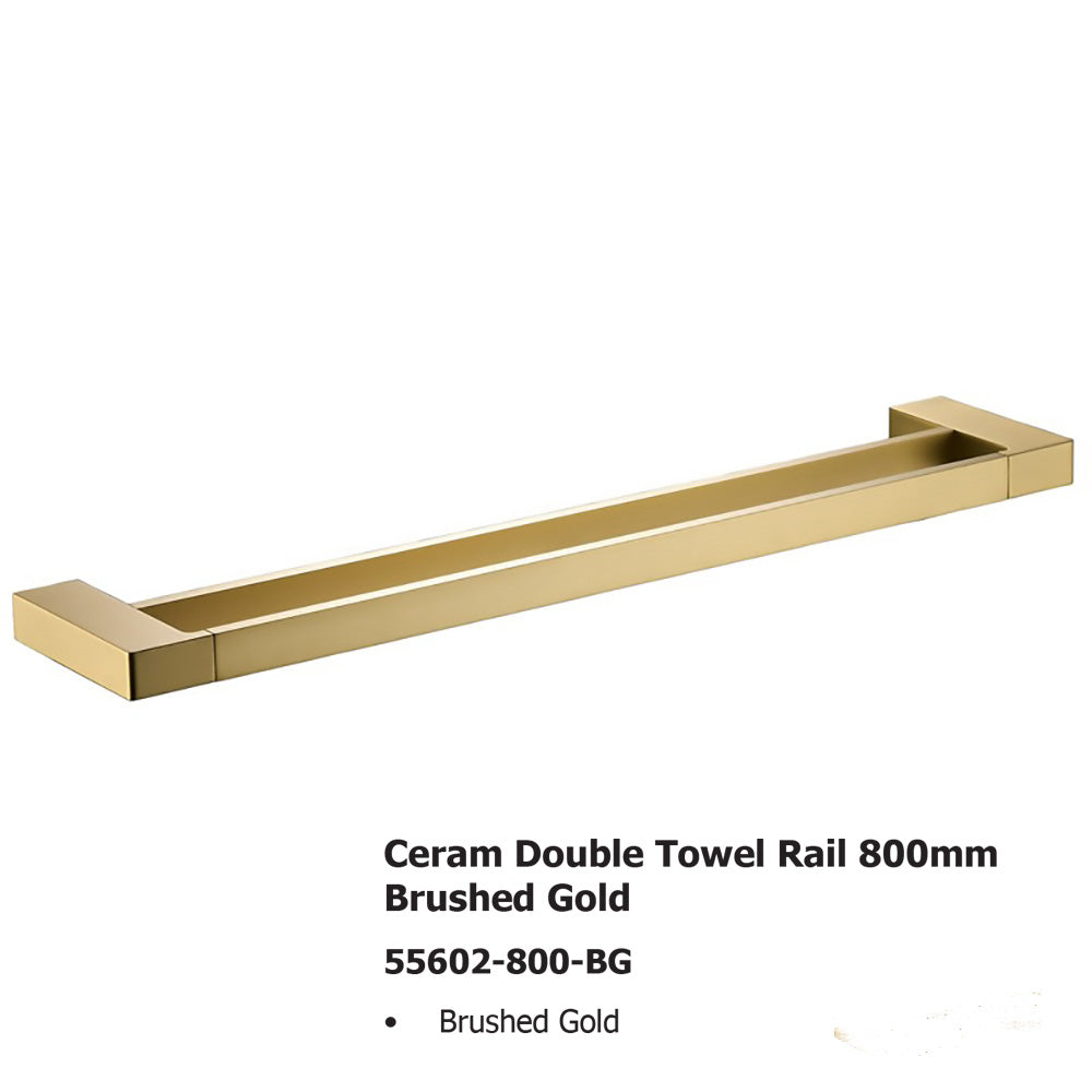 Ceram Double Towel Rail 800mm Brushed Gold 55602-800-BG