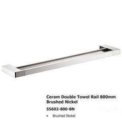 Ceram Double Towel Rail 800mm Brushed Nickel 55602-800-BN