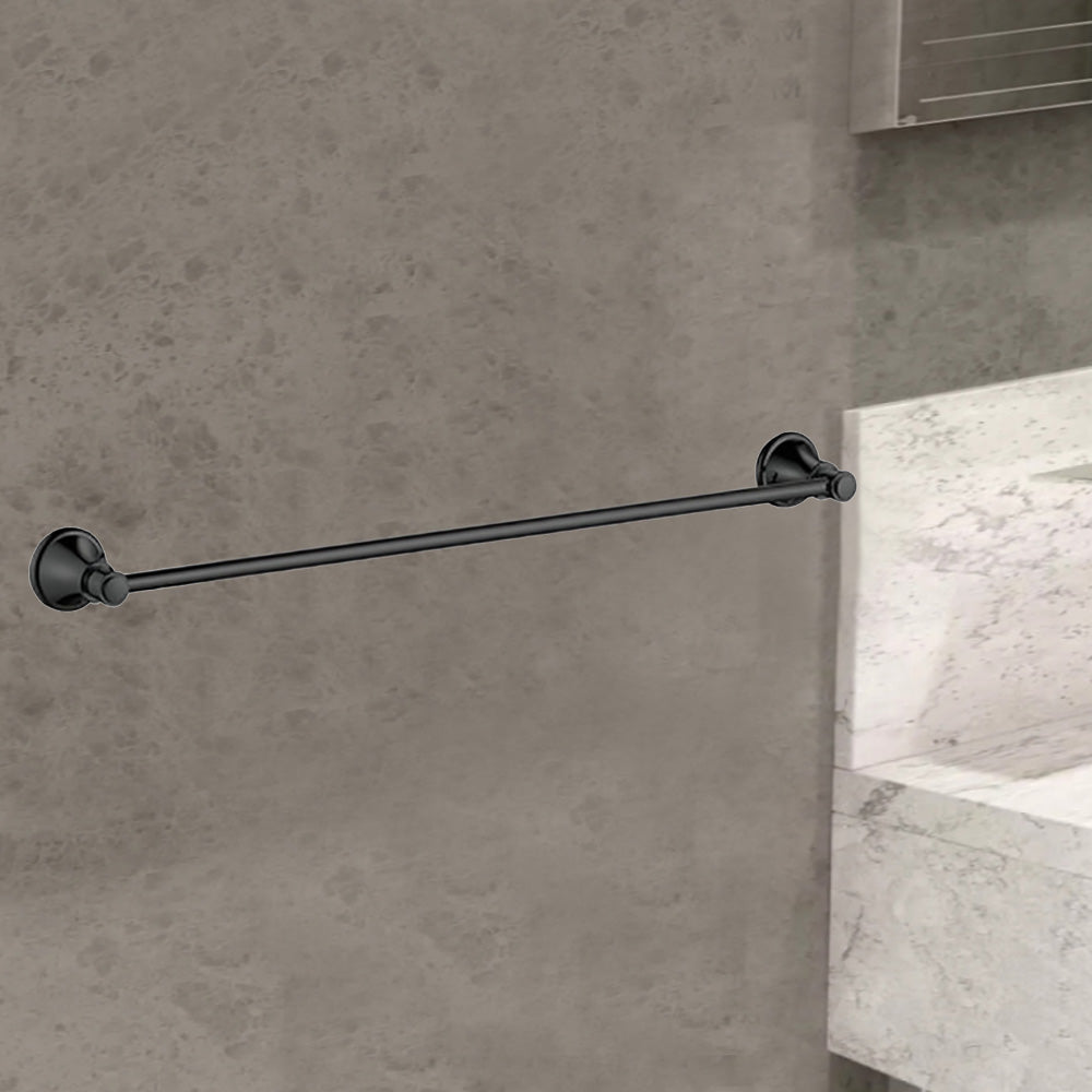 Clasico Vintage Single Towel Rail 600mm in Matt Black - 66501-600MB