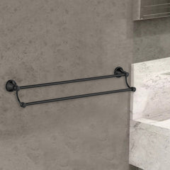 Clasico Vintage Double Towel Rail 600mm in Matt Black - 66502-600MB