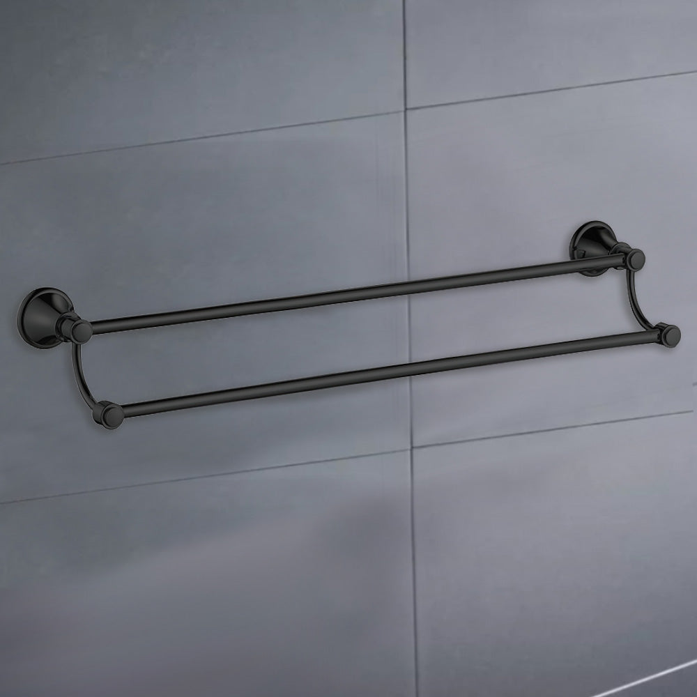 Clasico Vintage Double Towel Rail 600mm in Matt Black - 66502-600MB