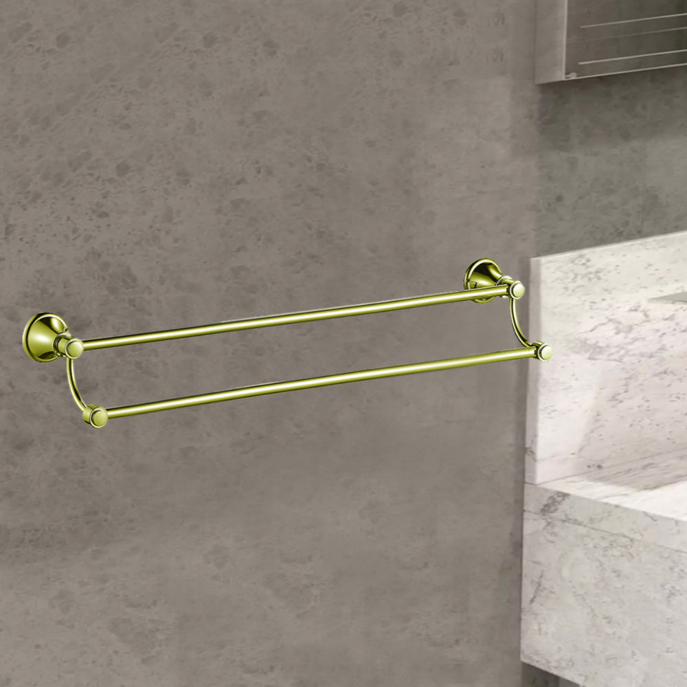 Clasico Vintage Double Towel Rail 800mm in Brushed Gold - 66502-800BG