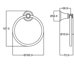 Clasico Vintage Towel Ring in Matt Black - 66503MB