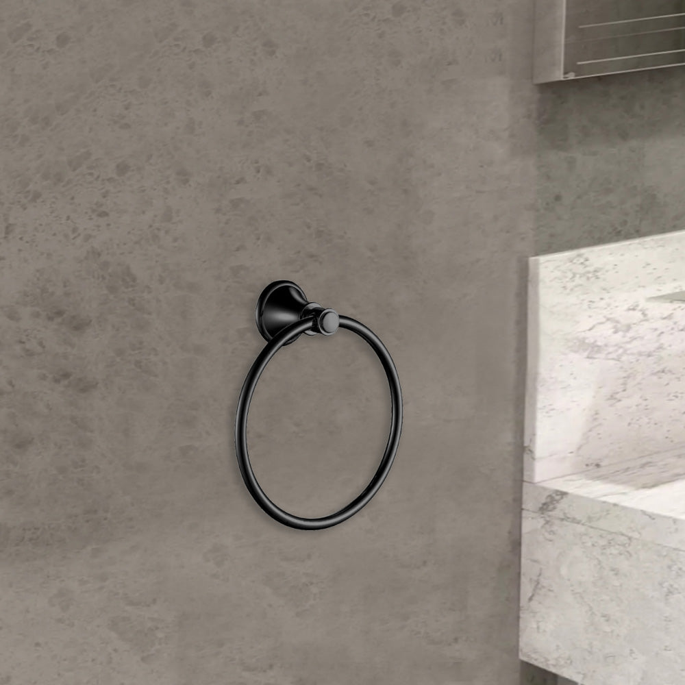 Clasico Vintage Towel Ring in Matt Black - 66503MB